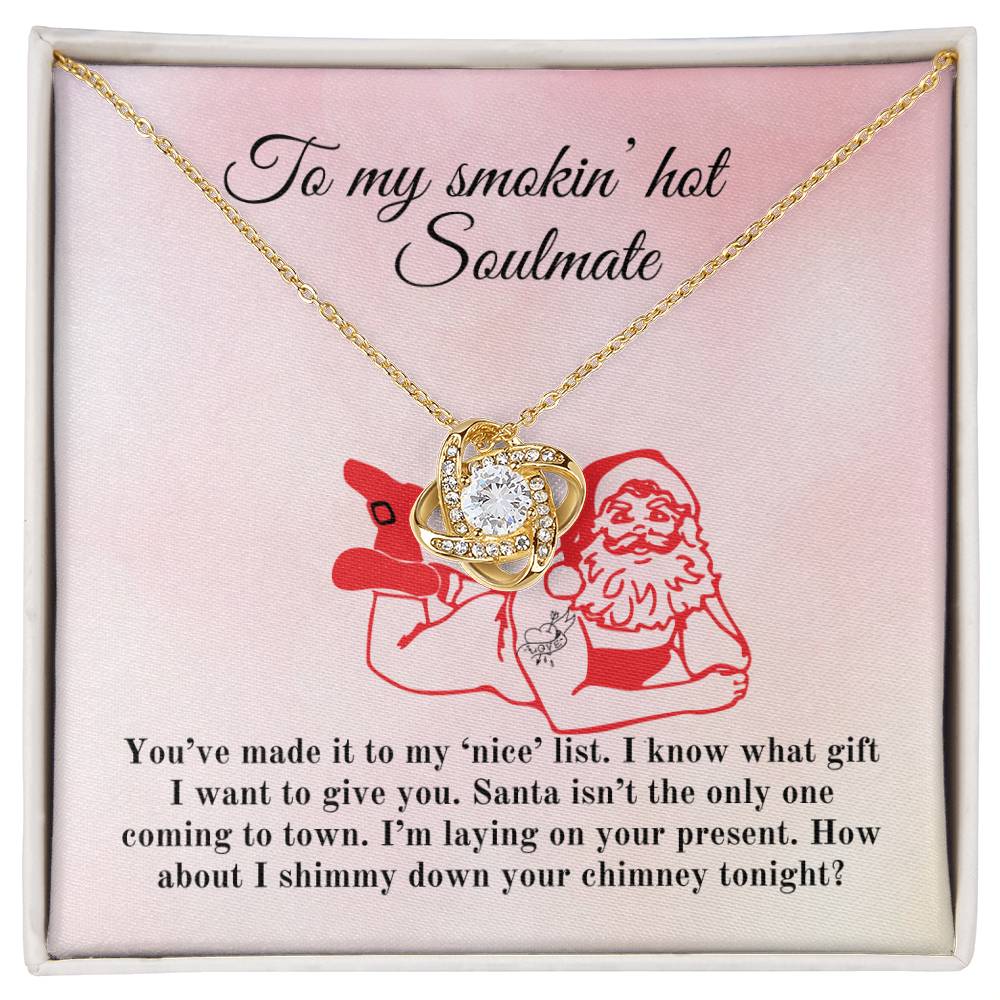 Naughty Santa Is Laying on My Present - Love Knot Necklace