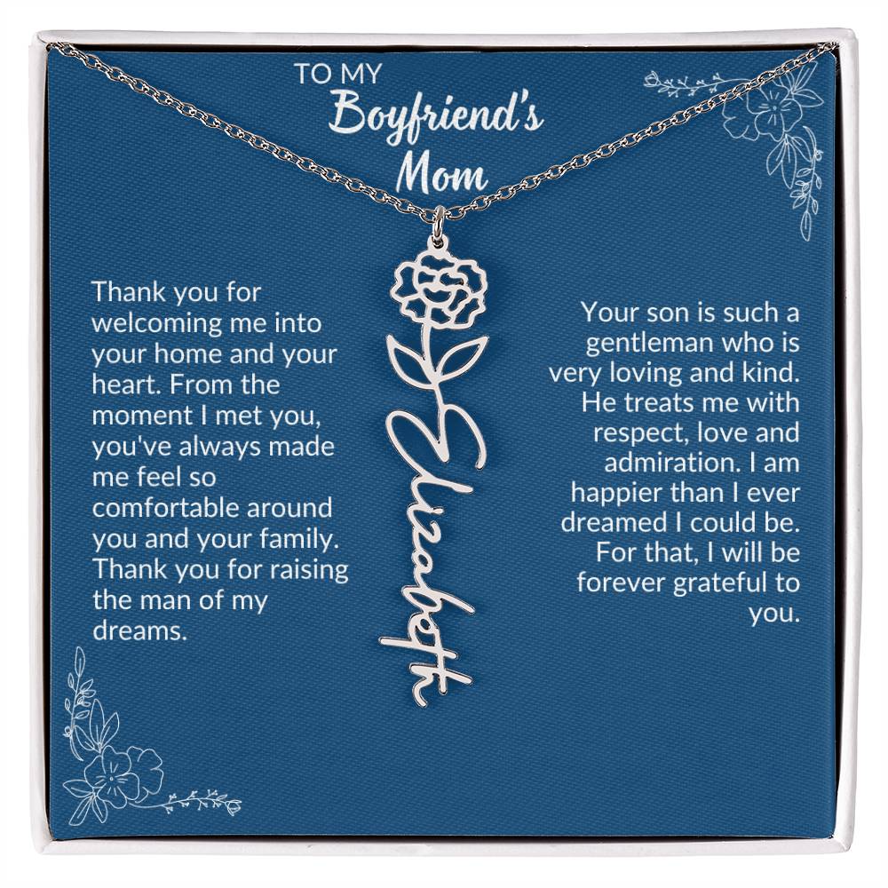 To My Boyfriend's Mom Flower Name Necklace