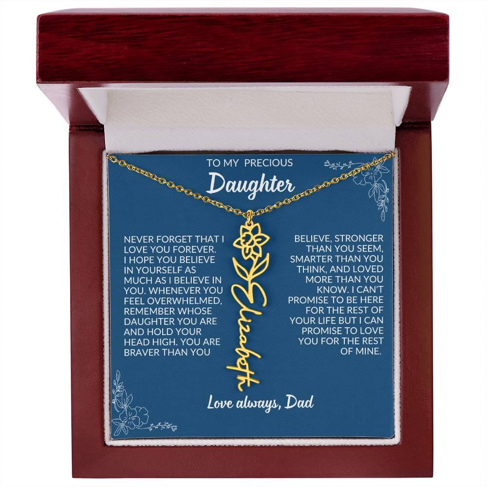 To My Precious Daughter Flower Name Necklace