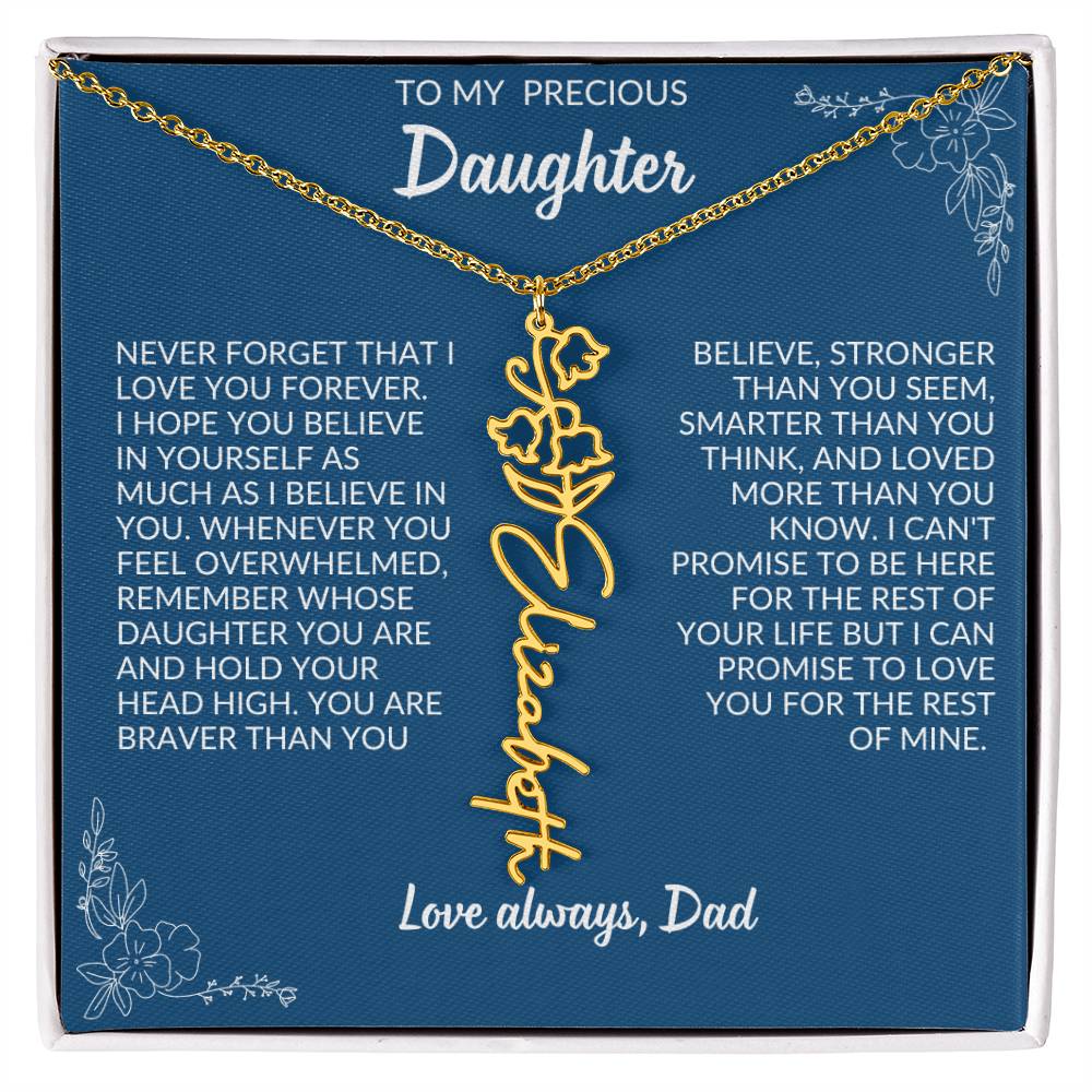 To My Precious Daughter Flower Name Necklace