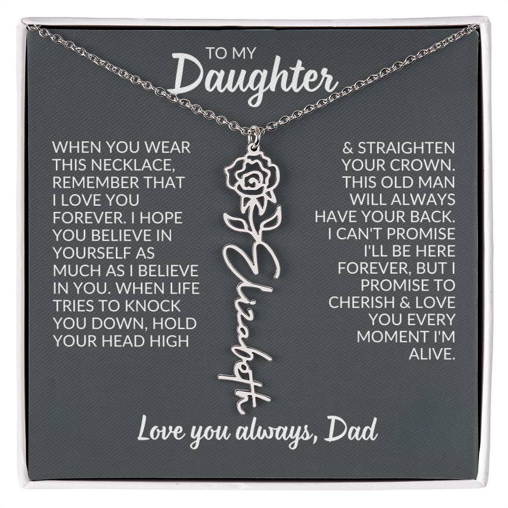 Flower Name Necklace For Daughter