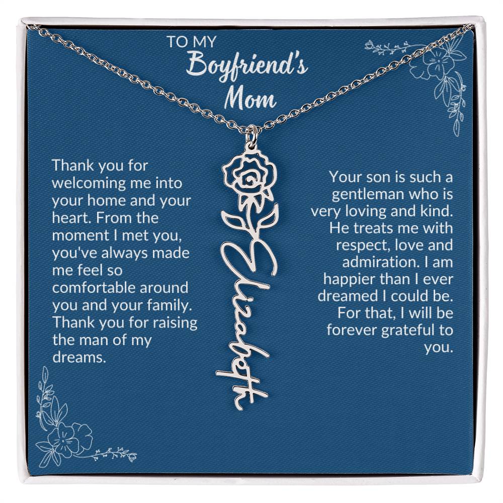 To My Boyfriend's Mom Flower Name Necklace
