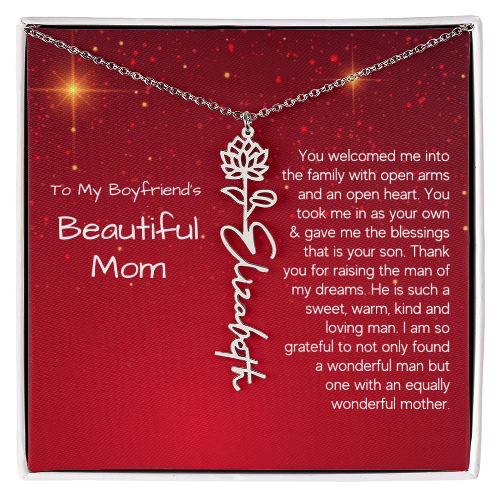 Boyfriend's Mom Christmas Gift - Flower Name Necklace