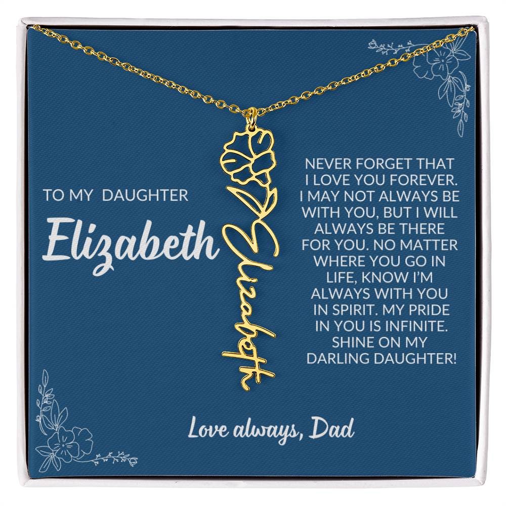 Personalized  To My Daughter Name Flower Necklace
