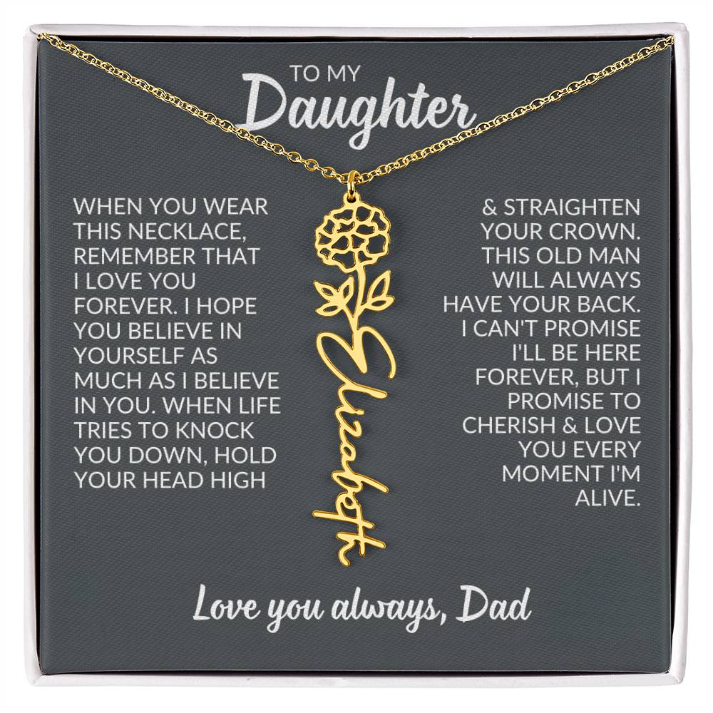 Flower Name Necklace For Daughter