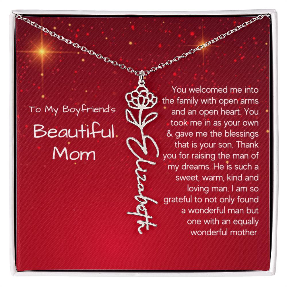 Boyfriend's Mom Christmas Gift - Flower Name Necklace