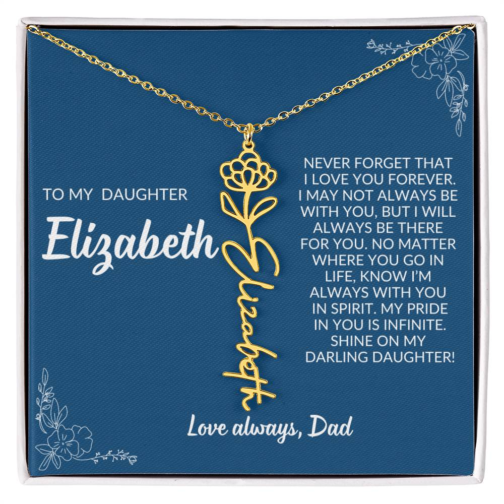 Personalized  To My Daughter Name Flower Necklace