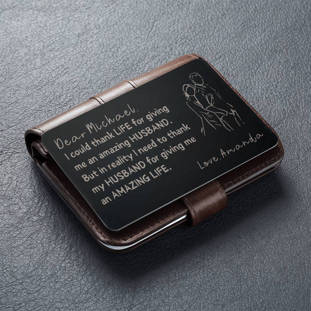 Personalized Metal Wallet Card From Wife to Husband