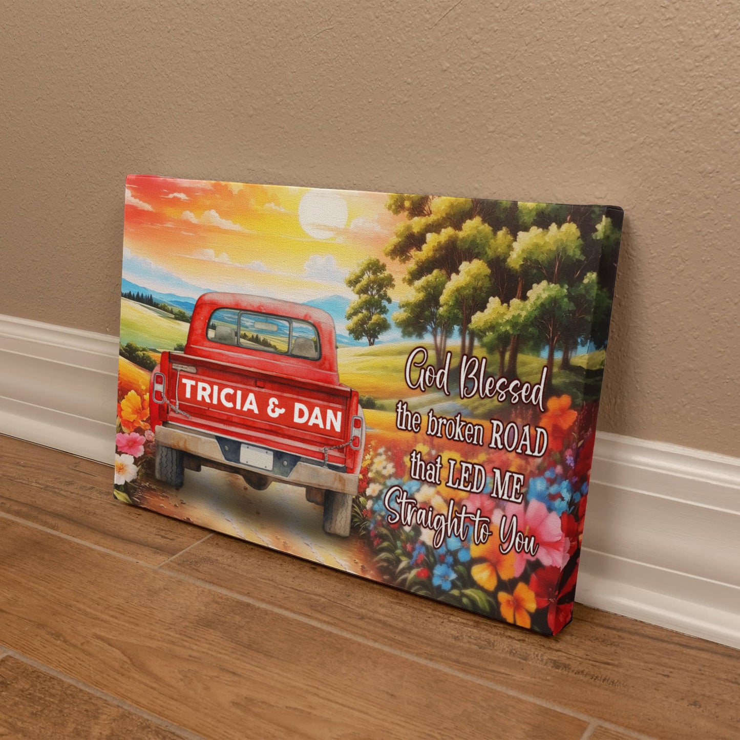 God Blessed The Broken Road That Led Me Straight To You Canvas Wall Art - Dan Bergman